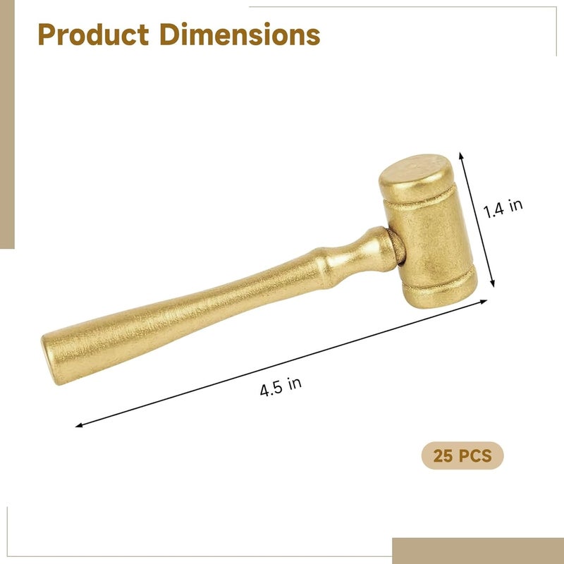 Varku Gold Wood Judge Gavel Set, 25 Pcs Party Favors Halloween, Elegant Courtroom Design, Polished Finish, Ideal for Auction and Costume Props, 11CM Judge Mallet - Image 4